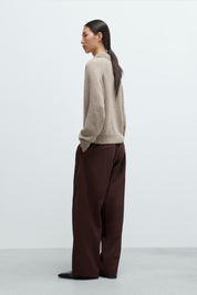 Merino Wool Polo Sweater - Taupe