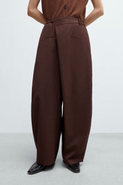 Tailored Crossover Pants - Burgundy
