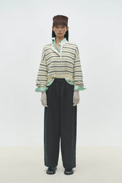 Linen Pants with Lace - Black