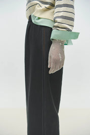 Linen Pants with Lace - Black