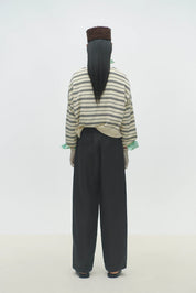 Linen Pants with Lace - Black