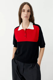 Organic Cotton Colorblock Polo - Black