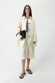 Satin Mid Coat - Marfil