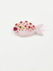 Glass Puffer Fish Brooch - Pink