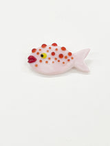 Glass Puffer Fish Brooch - Pink