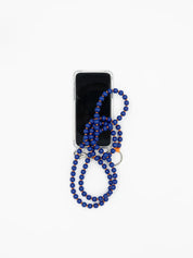 Ina Seifart Handykette phone necklace in Blue-Orange — 10mm wooden beads