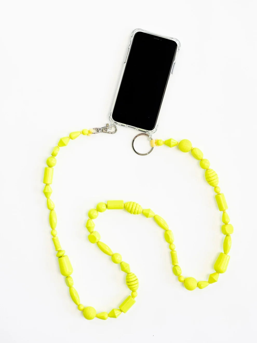 Ina Seifart Perlenmix long phone necklace in Neon Yellow