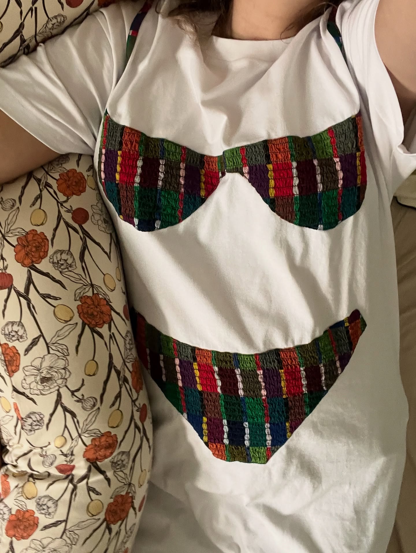 Nikki Chasin Florida Woman Appliqué Dress, In Rainbow Grid, Size 3XL