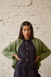 Shiloh Cotton Cardigan - Grasshopper
