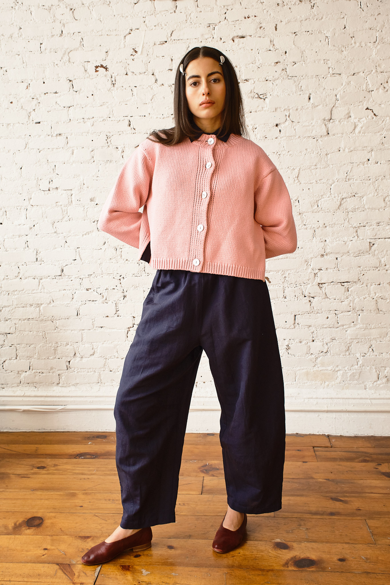 Shiloh Cotton Cardigan - Pink Powder