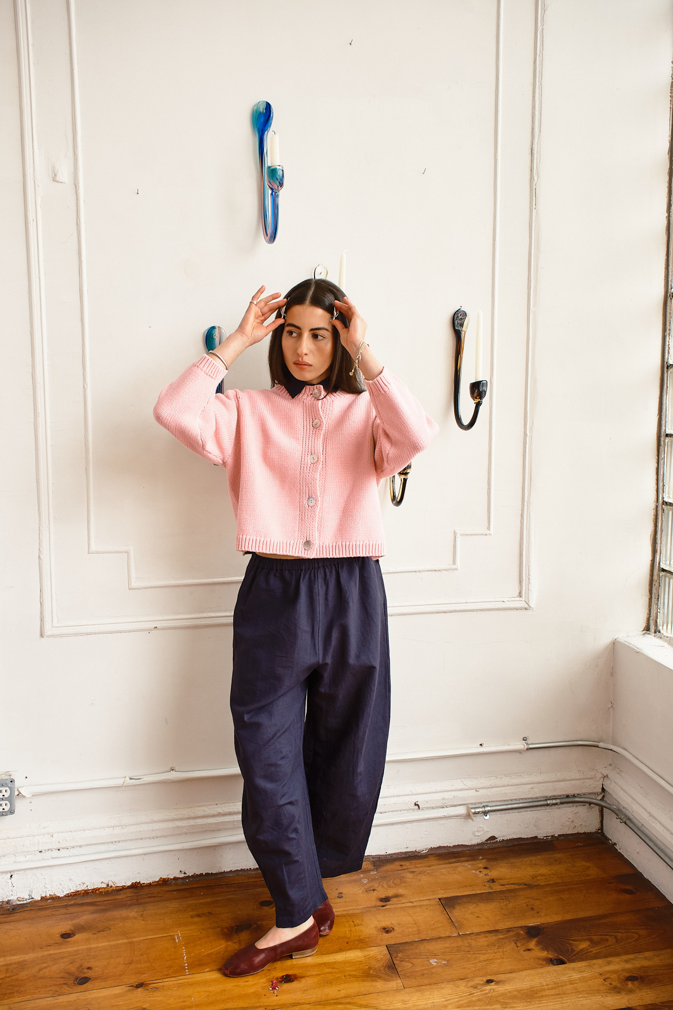 Shiloh Cotton Cardigan - Pink Powder