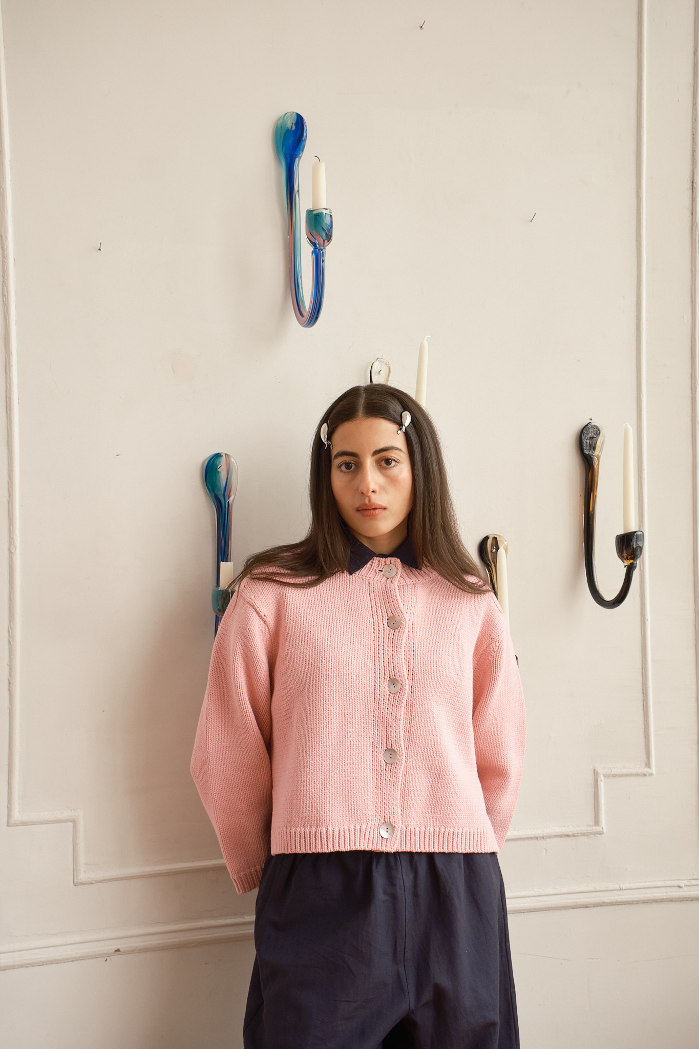 Shiloh Cotton Cardigan - Pink Powder, view 5