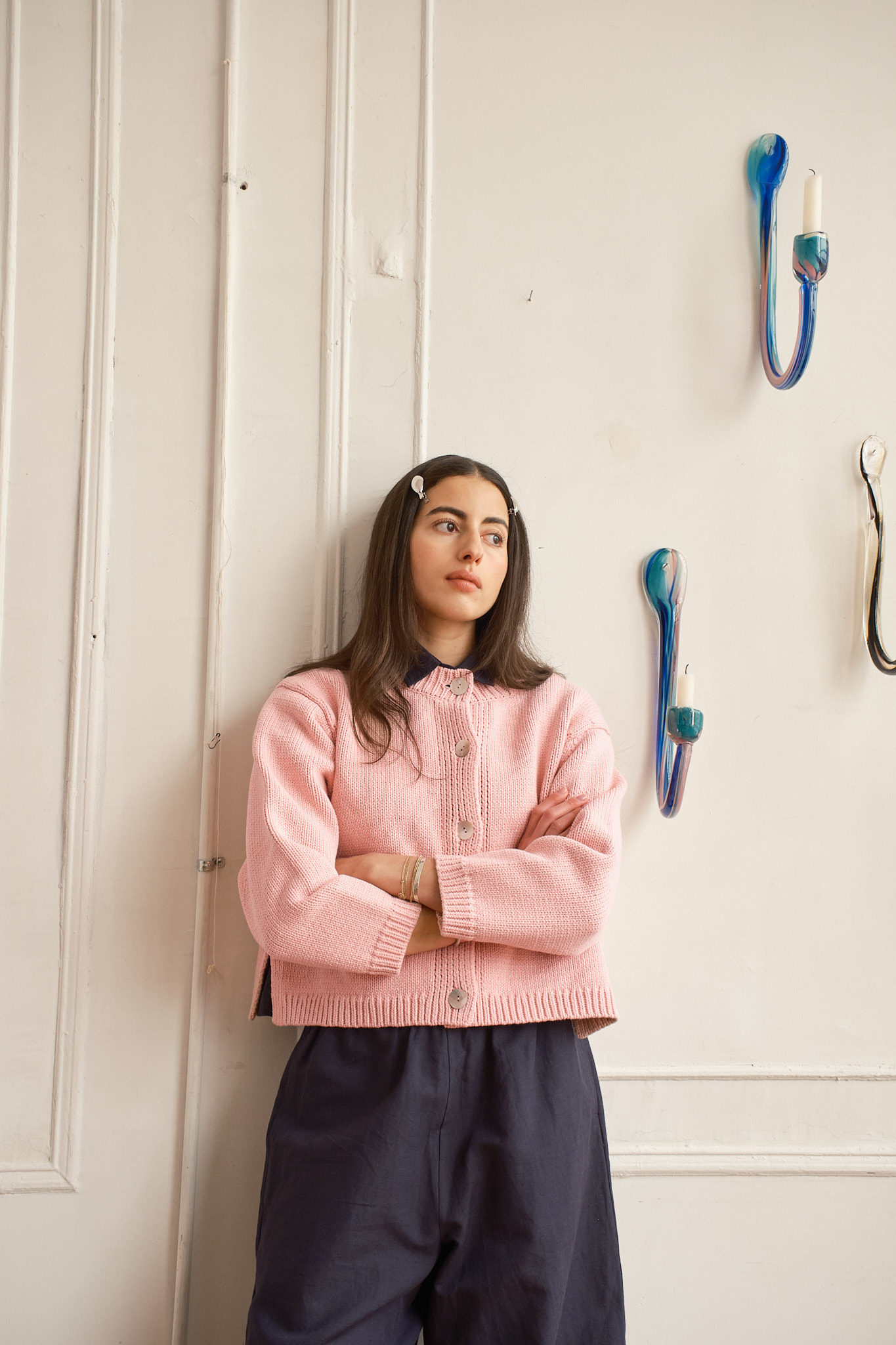 Shiloh Cotton Cardigan - Pink Powder