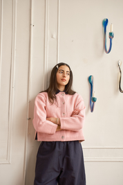 Shiloh Cotton Cardigan - Pink Powder