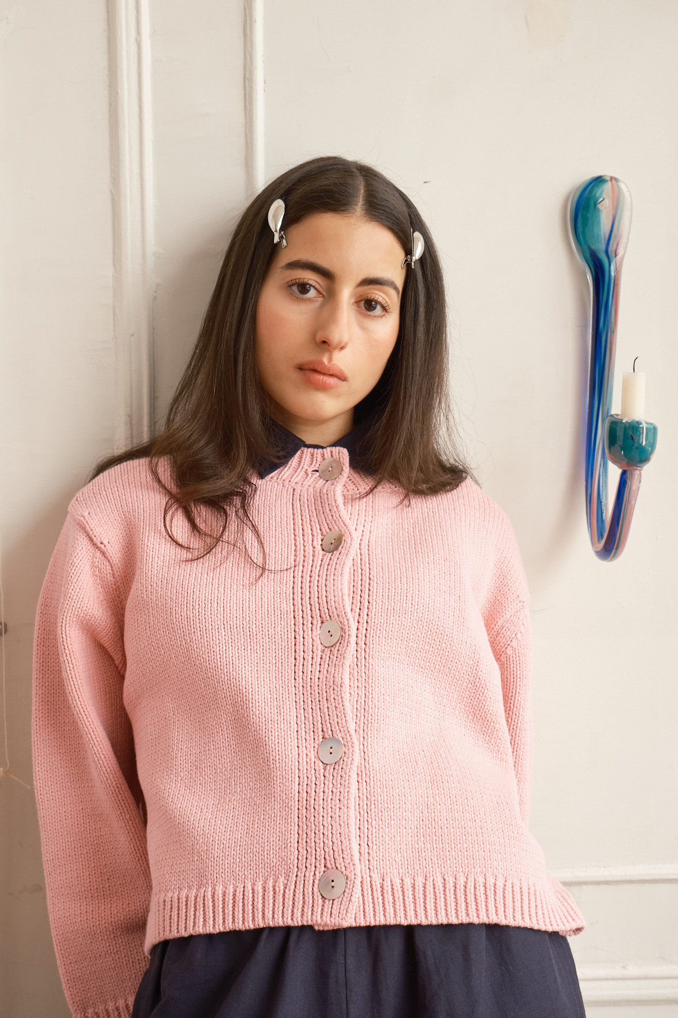 Shiloh Cotton Cardigan - Pink Powder