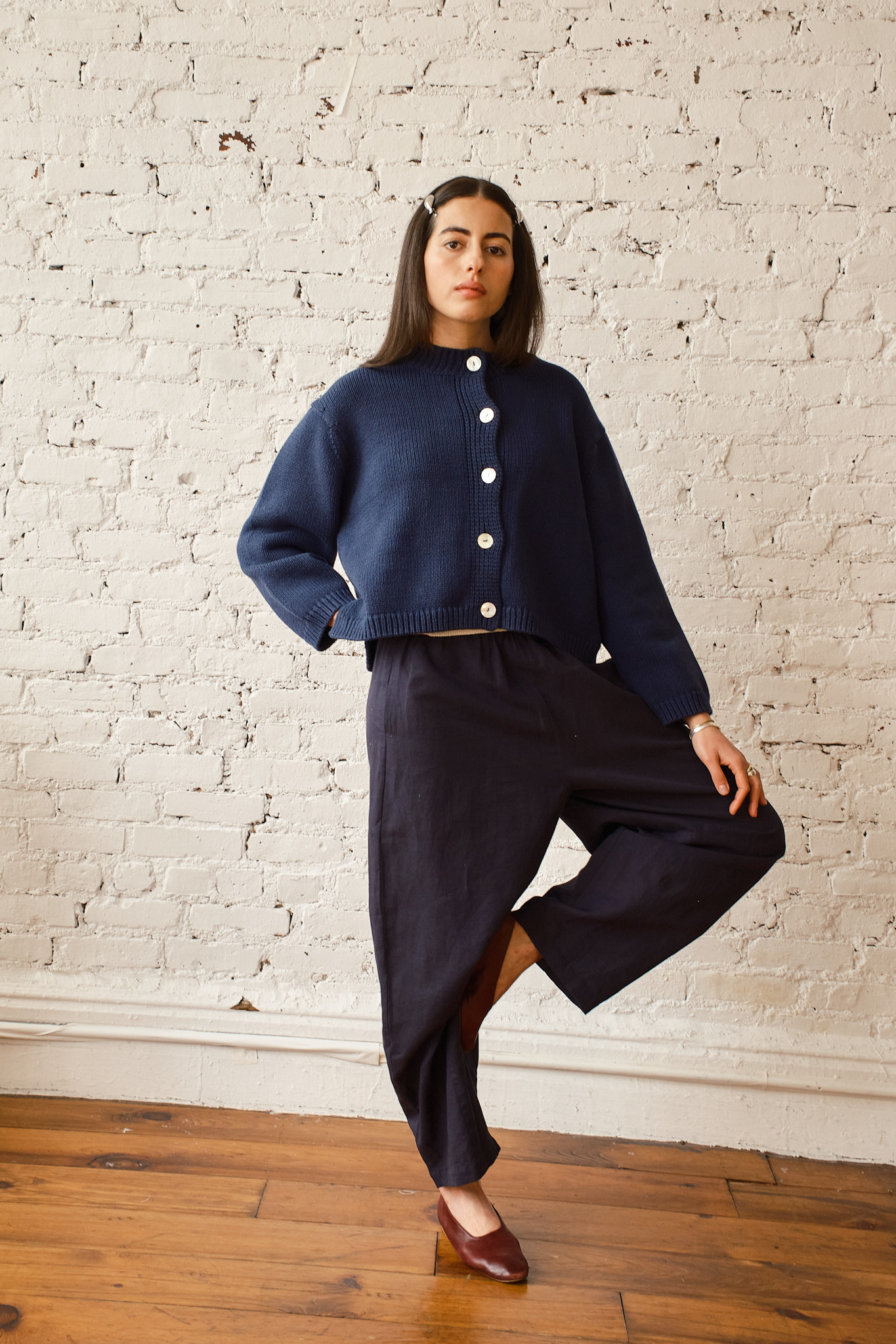 Shiloh Cotton Cardigan - Navy, view 5