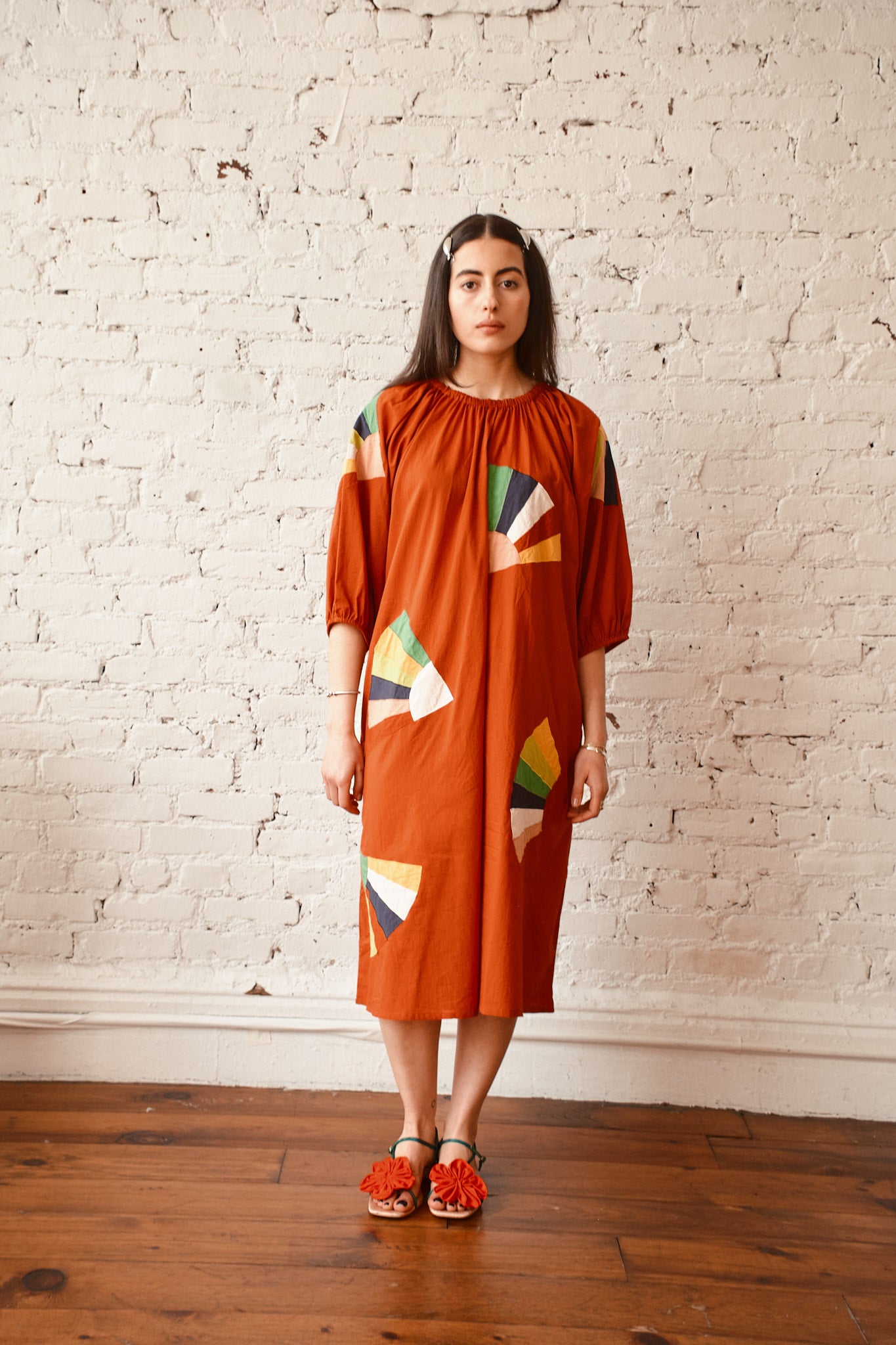 Ballad Dress - Red Fan Patch Cotton