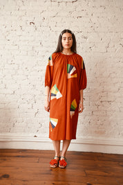 Ballad Dress - Red Fan Patch Cotton