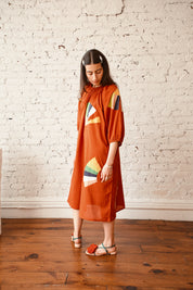 Ballad Dress - Red Fan Patch Cotton