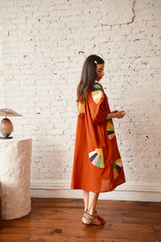 Ballad Dress - Red Fan Patch Cotton