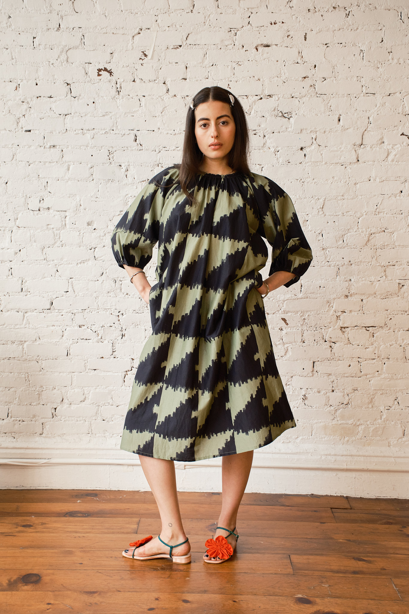 Ballad Dress - Houndstooth Green
