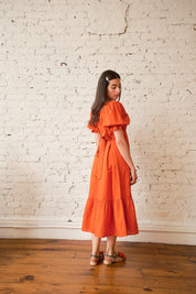 Zoom Dress Linen/Cotton- Persimmon