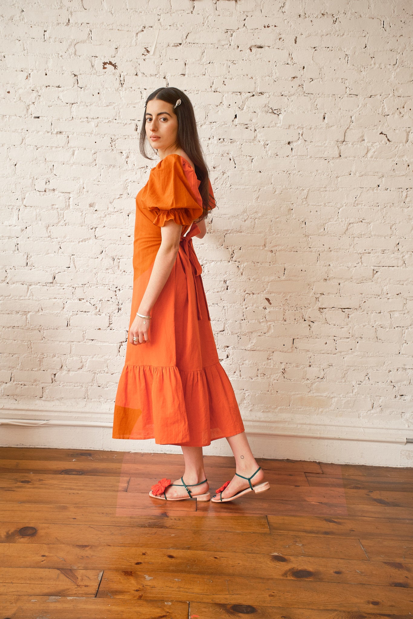 Zoom Dress Linen/Cotton- Persimmon