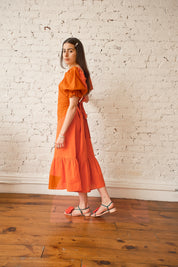 Zoom Dress Linen/Cotton- Persimmon