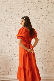 Zoom Dress Linen/Cotton- Persimmon