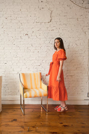 Zoom Dress Linen/Cotton- Persimmon