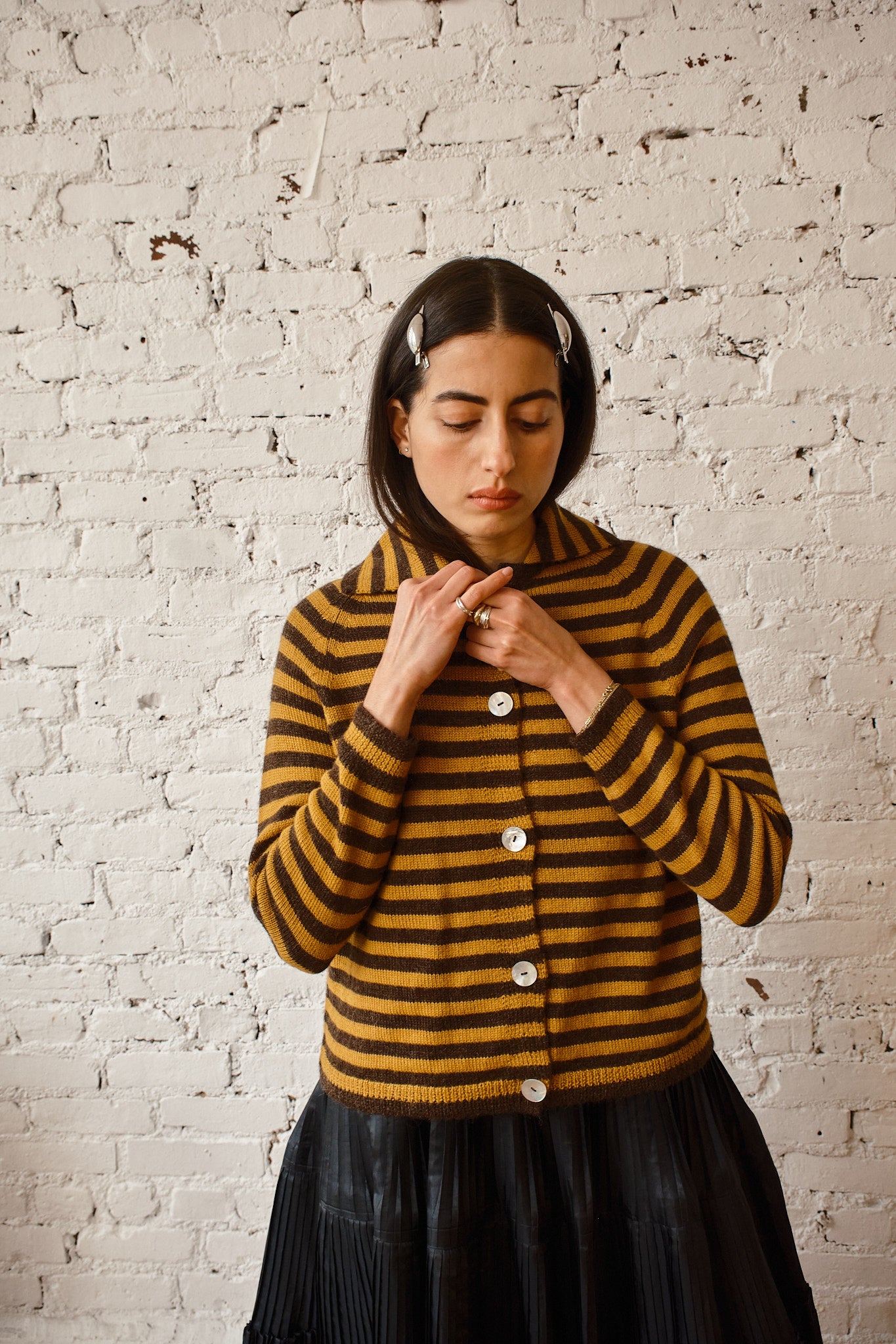 Sutton Cardigan - Mustard/Chocolate