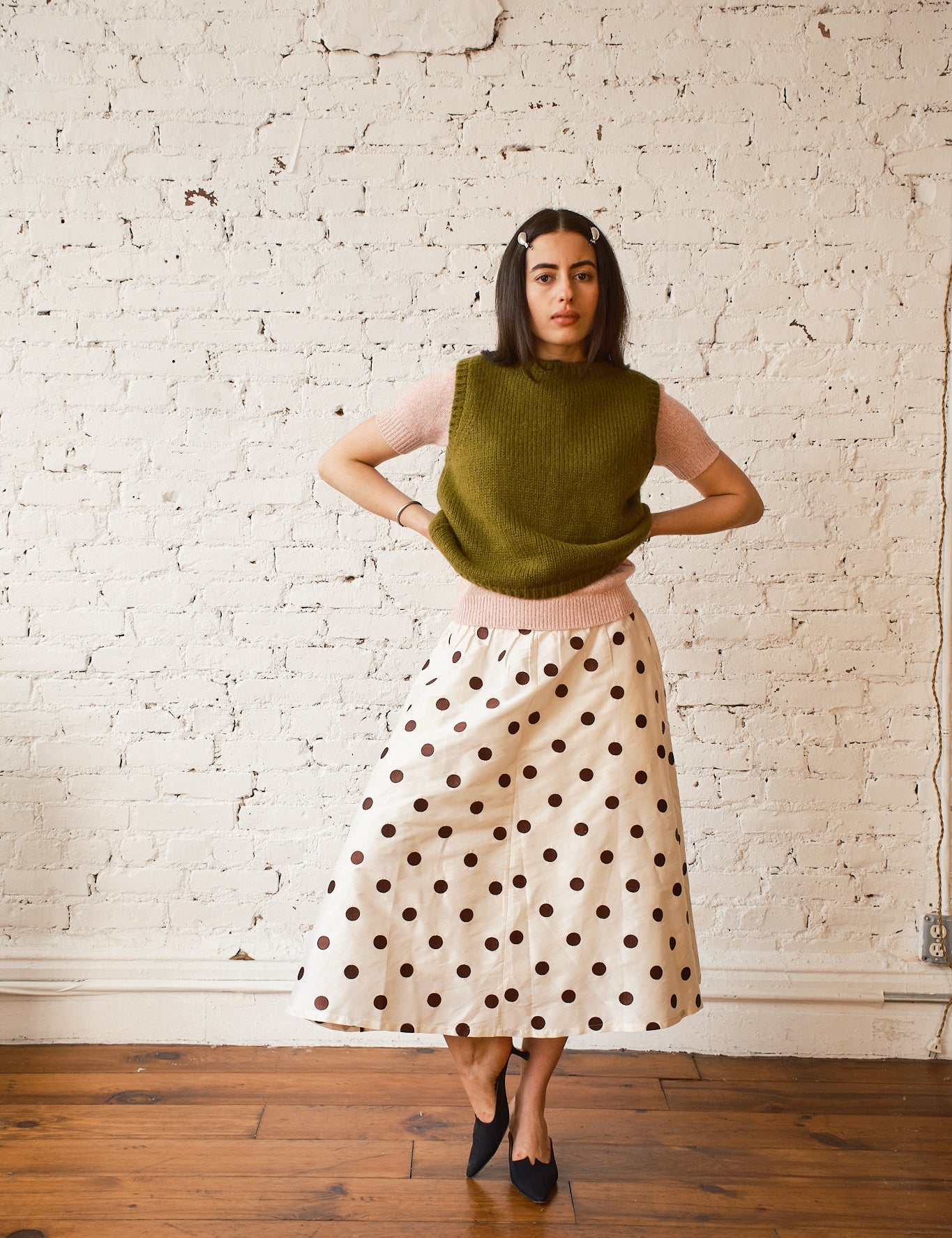 Sabine Alpaca Sweater Vest - Chartreuse, view 3