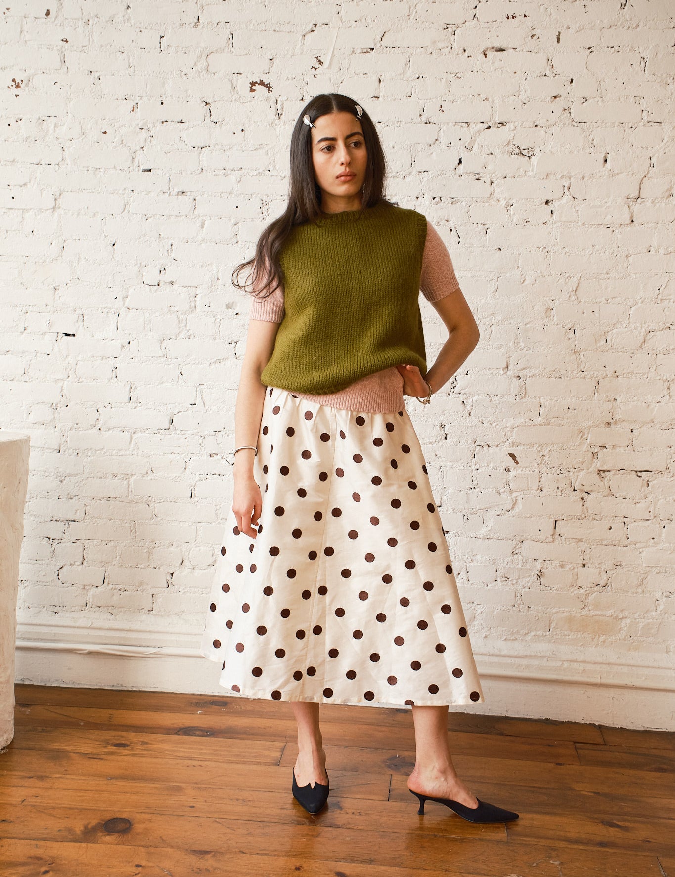 Sabine Alpaca Sweater Vest - Chartreuse, view 4