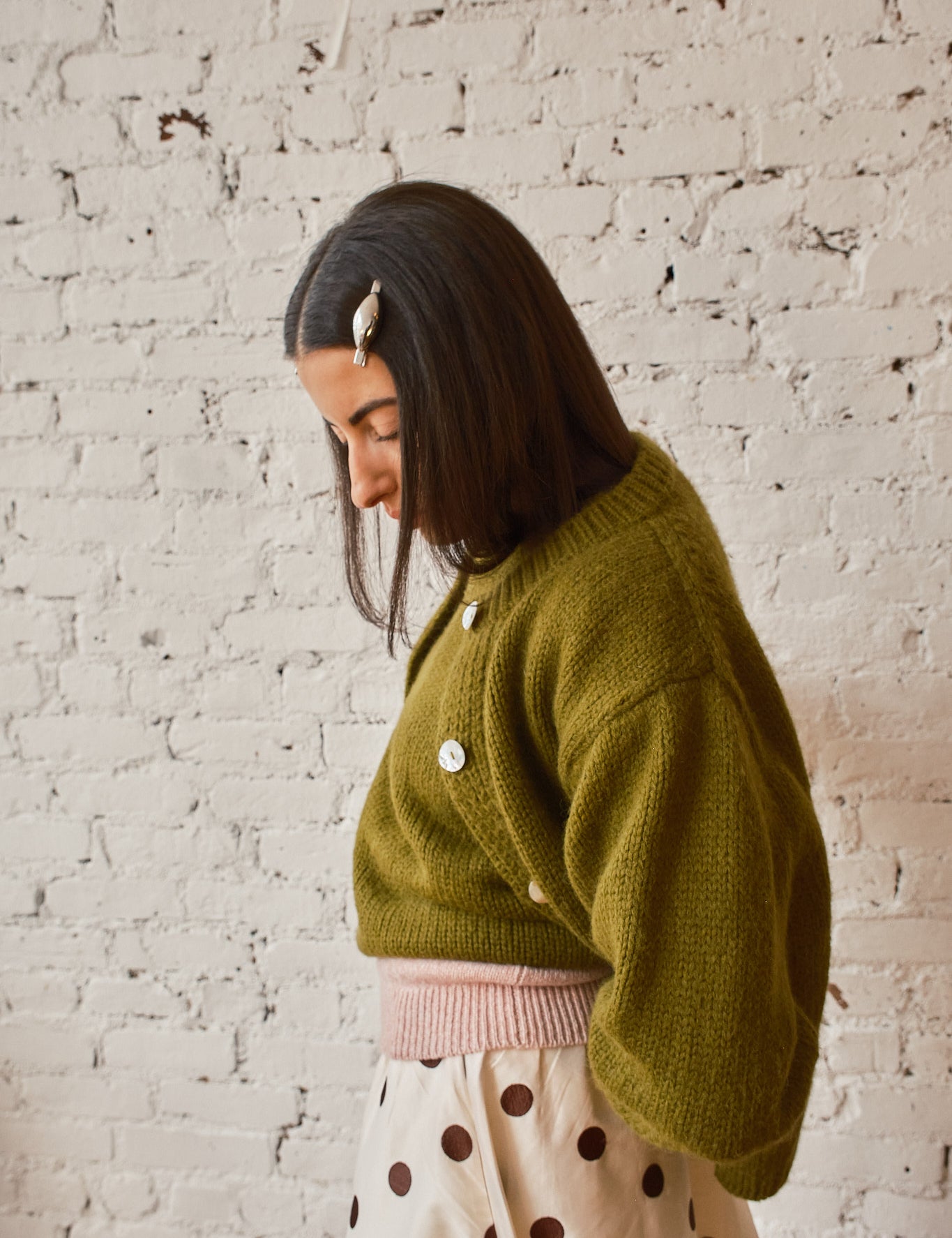 Sheba Cardigan Sweater - Chartreuse, view 2