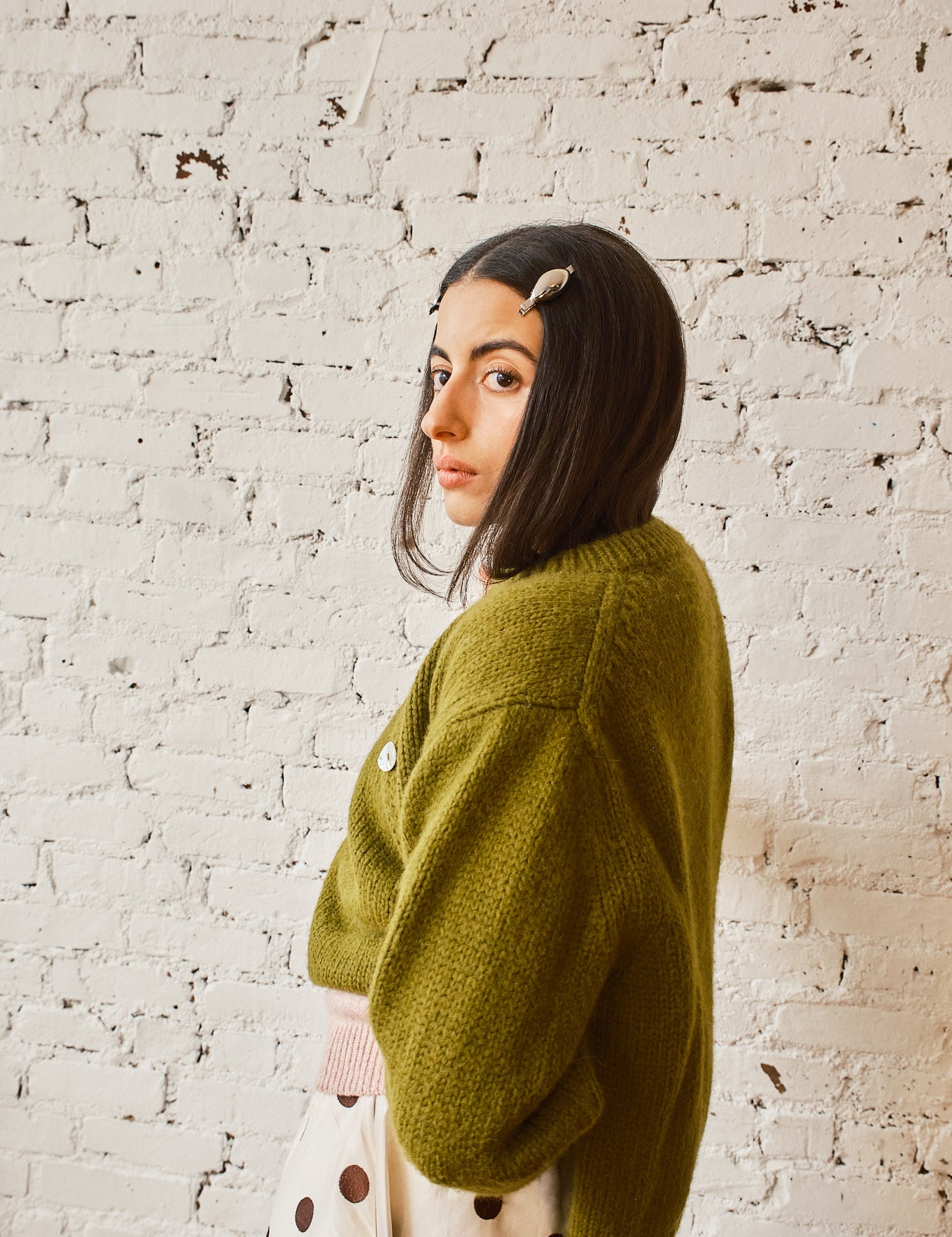 Sheba Cardigan Sweater - Chartreuse, view 3
