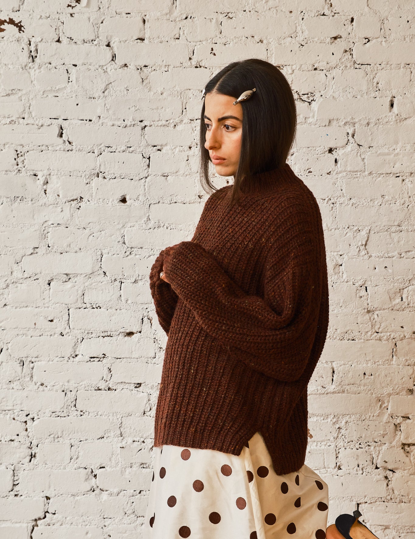 Sy Tweed Pullover - Chocolate, view 5