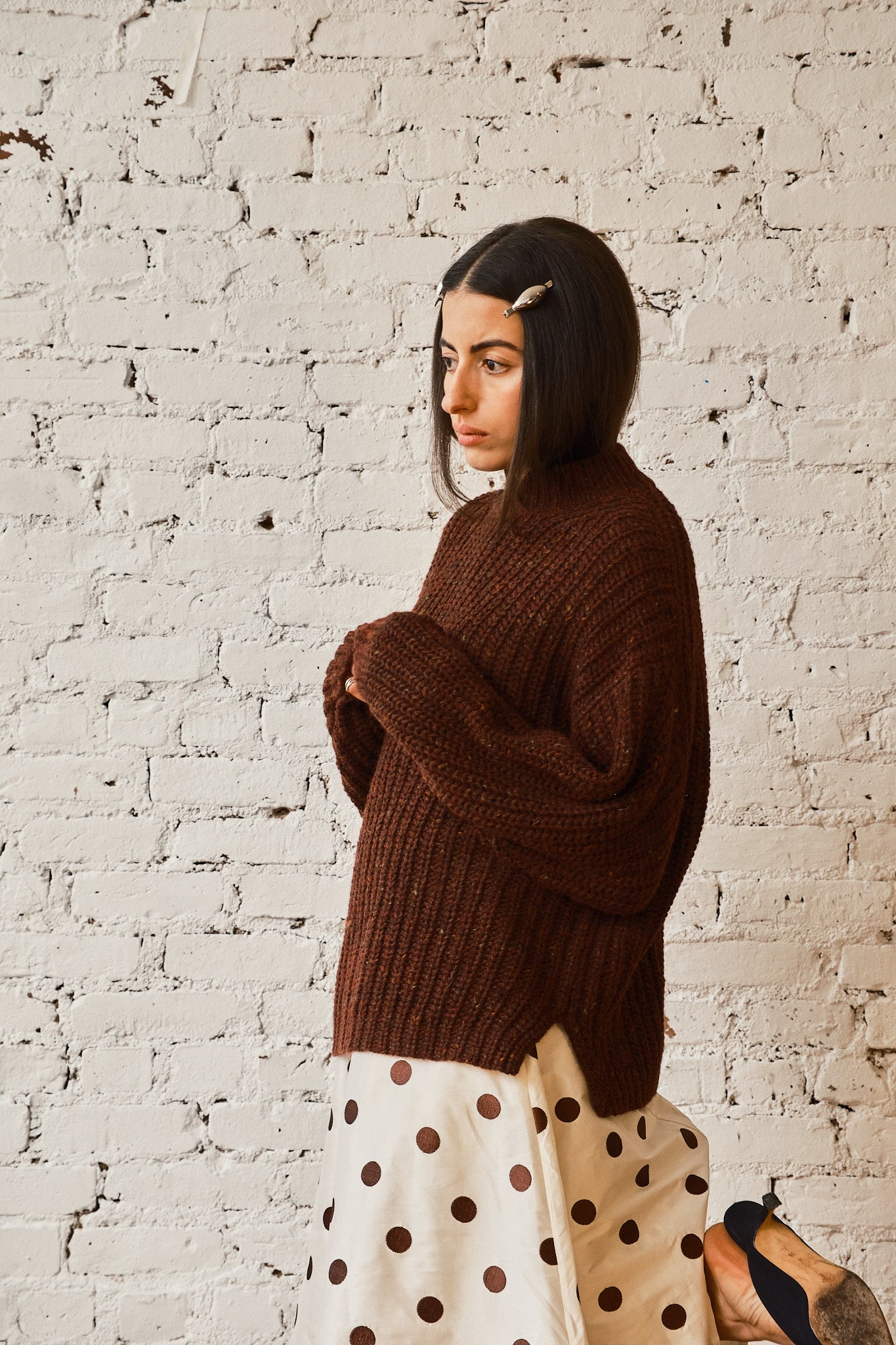 Sy Tweed Pullover - Chocolate, view 5