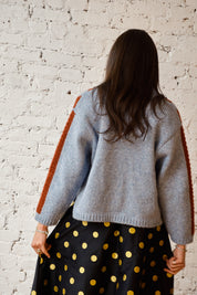 Sheba Striped Cardigan Sweater - Powder/Cinnamon