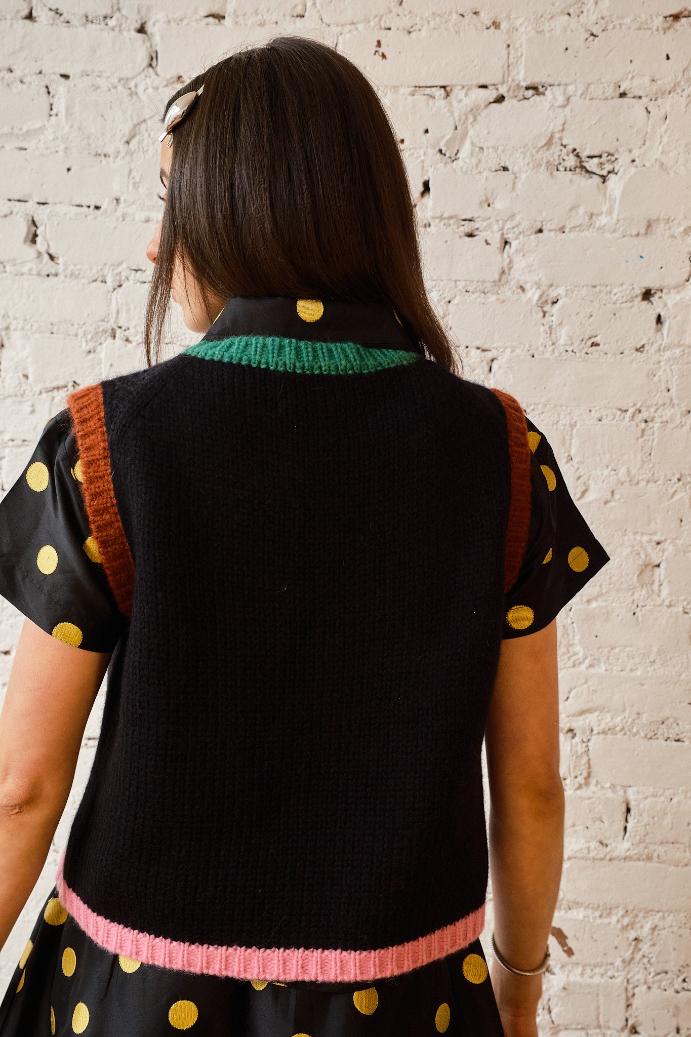 Sabine Alpaca Sweater Vest - Black Colorblock