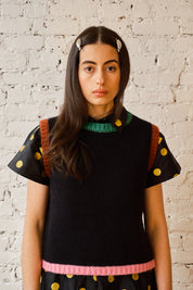 Sabine Alpaca Sweater Vest - Black Colorblock