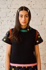 Sabine Alpaca Sweater Vest - Black Colorblock