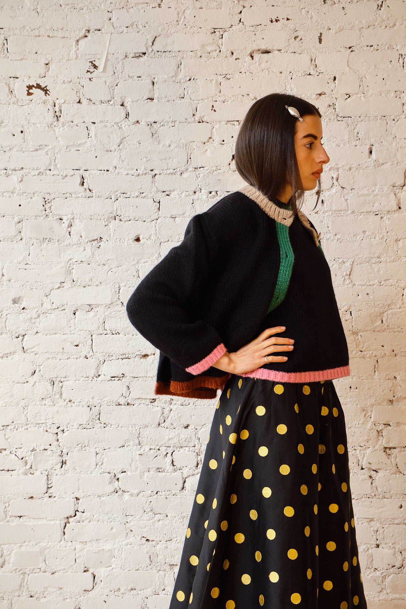 Sheba Cardigan Sweater - Black Colorblock