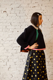 Sheba Cardigan Sweater - Black Colorblock