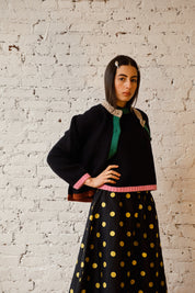 Sheba Cardigan Sweater - Black Colorblock
