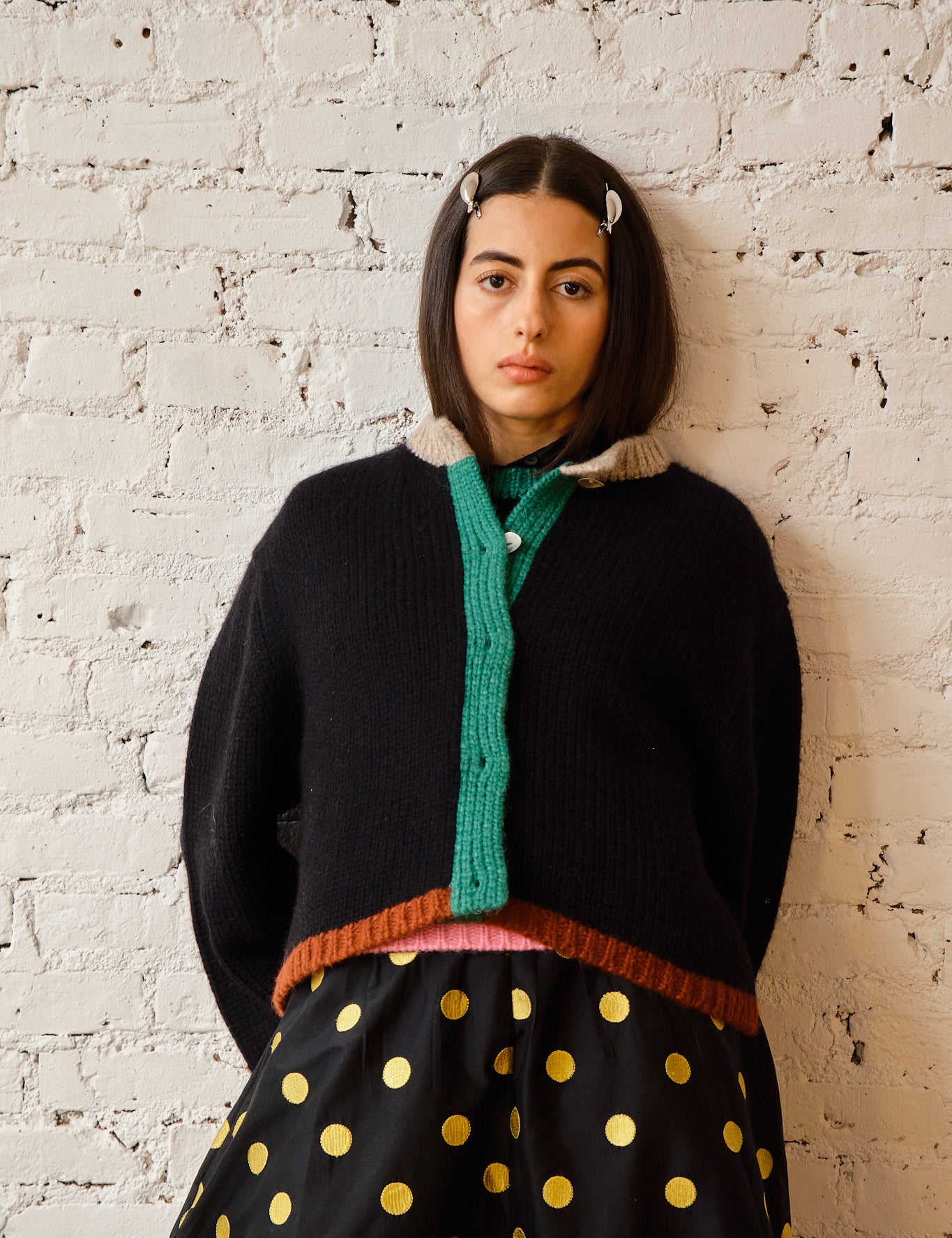 Sheba Cardigan Sweater - Black Colorblock, view 2
