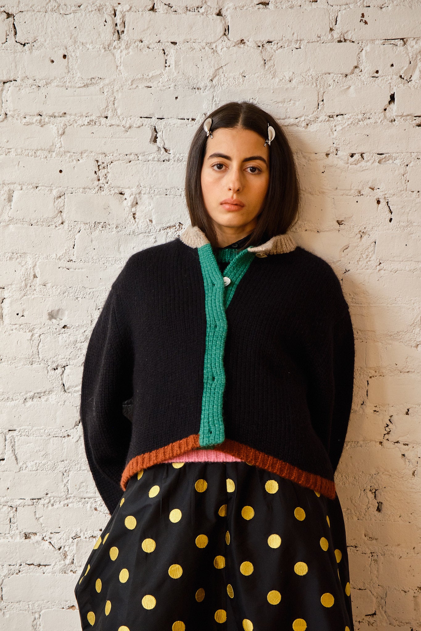 Sheba Cardigan Sweater - Black Colorblock
