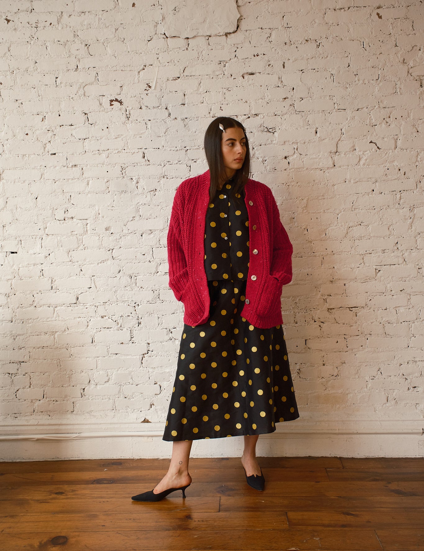 Sybil Tweed Cardigan - Garnet, view 5