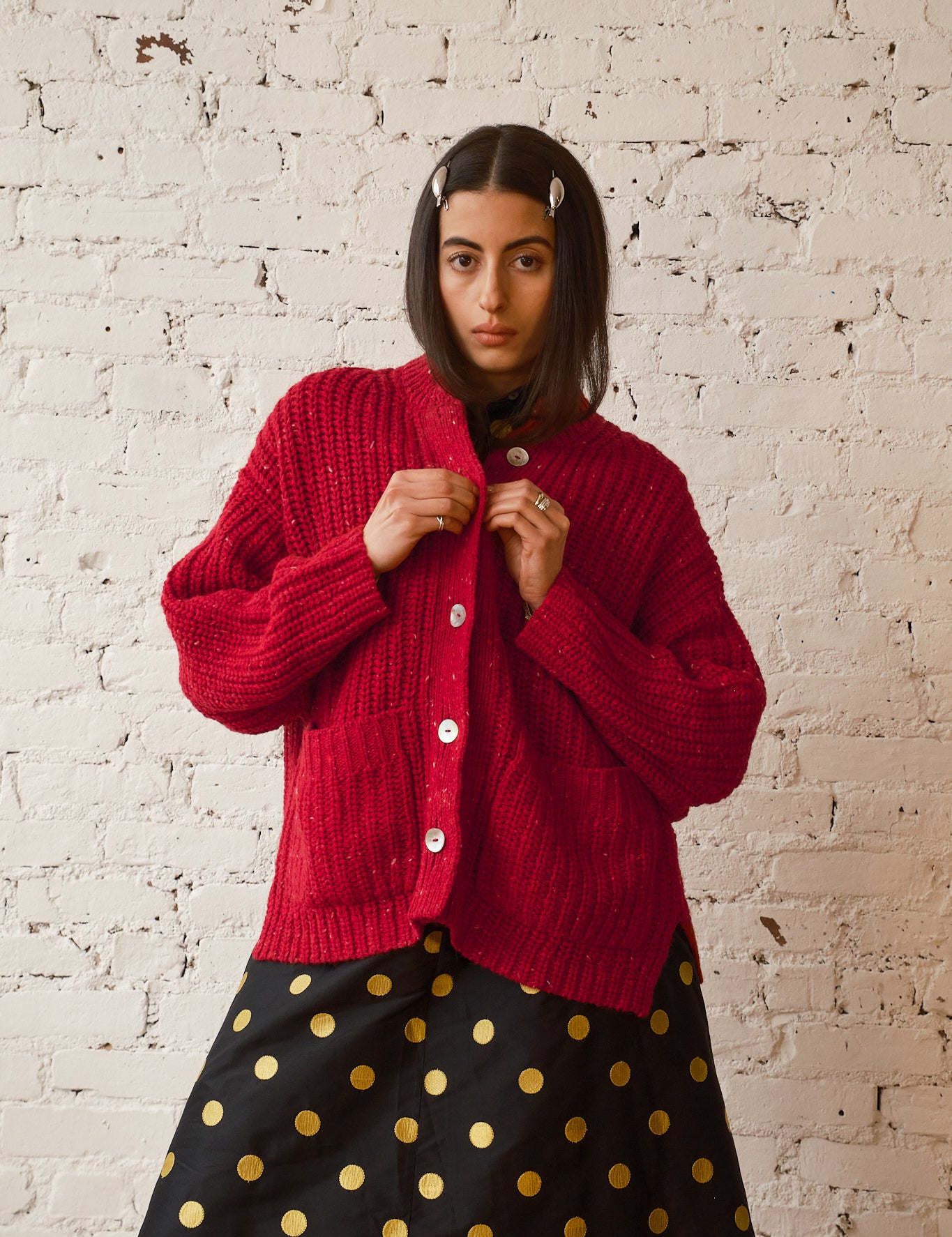 Sybil Tweed Cardigan - Garnet, view 2