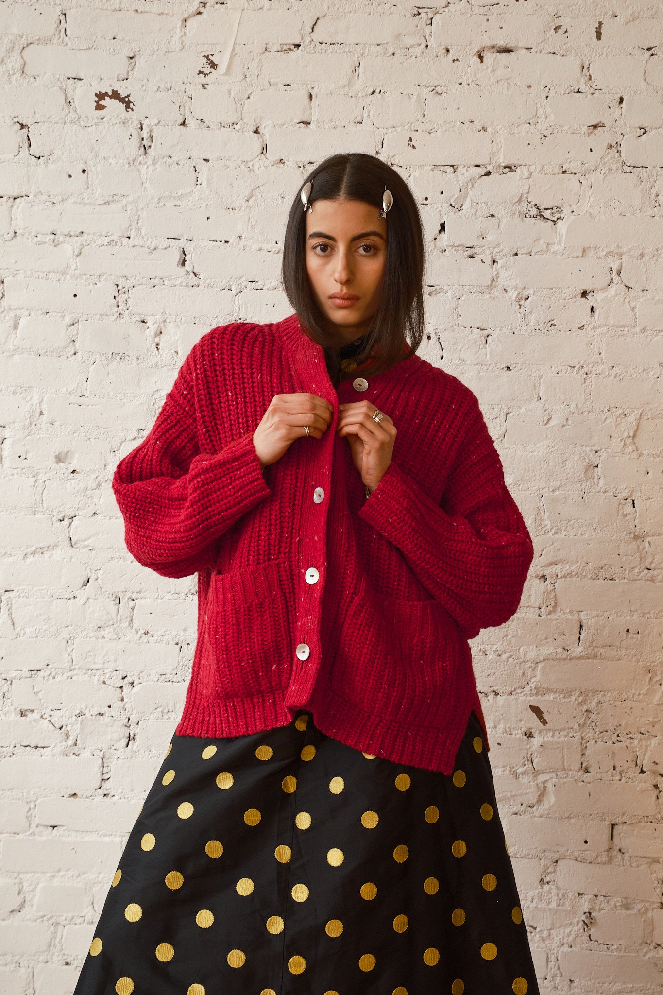 Sybil Tweed Cardigan - Garnet