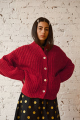 Sybil Tweed Cardigan - Garnet
